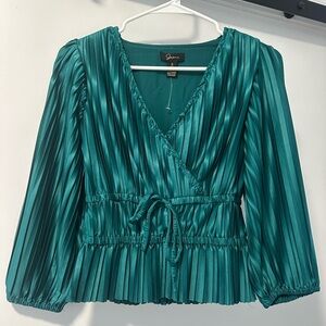 Green Pleated Silky Top